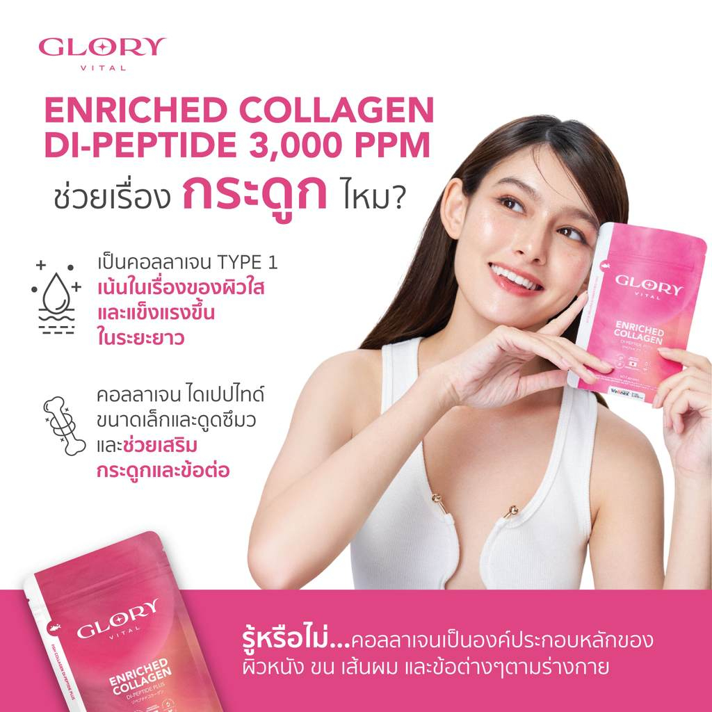 Glory Duo Set Enriched Collagen กลอรี่ คอลลาเจน + Tomato Lipo VitC วิตามินซีมะเขือเทศเข้มข้น รวม 4 ซอง4