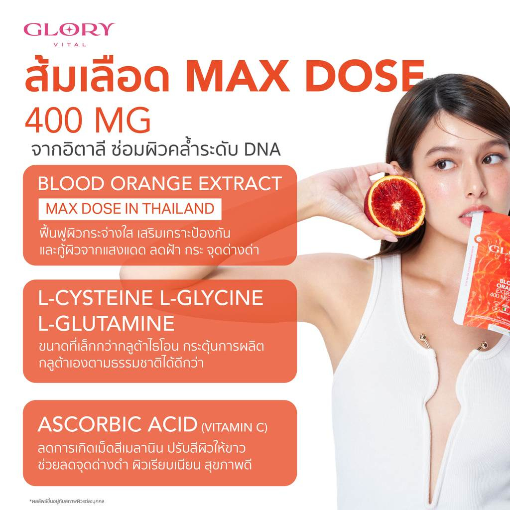 Glory Enriched Collagen คอลลาเจน + Tomato Lipo VitC วิตามินซีมะเขือเทศ + Blood Orange วิตามินส้มสีเลือด รวม 15 ซอง6