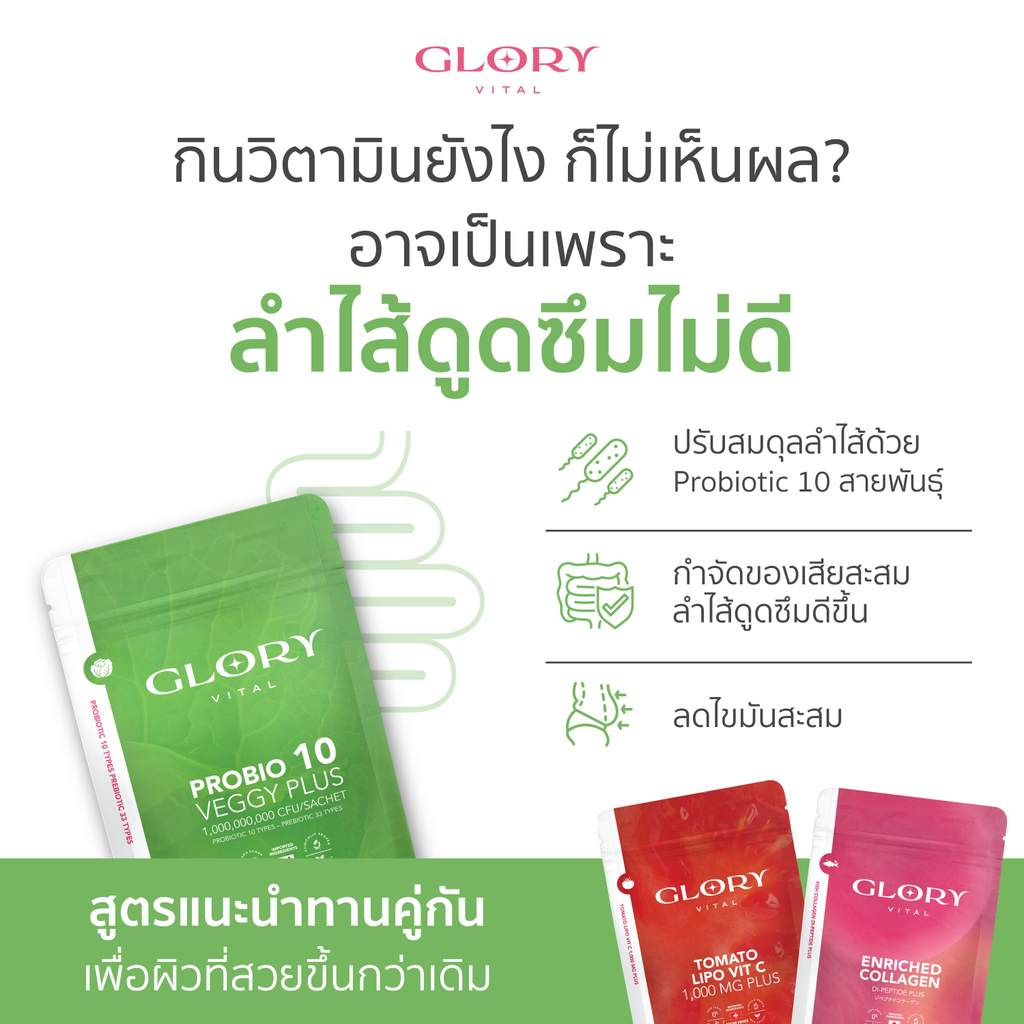 Glory Probiotic Veggy Plus กลอรี่โพรไบโอติกส์ เวจจี้พลัส x1 x25